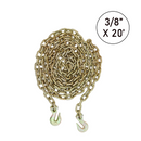 3/8" X 20' Transport Chain w/ Clevis Grab Hook Grade 70-1