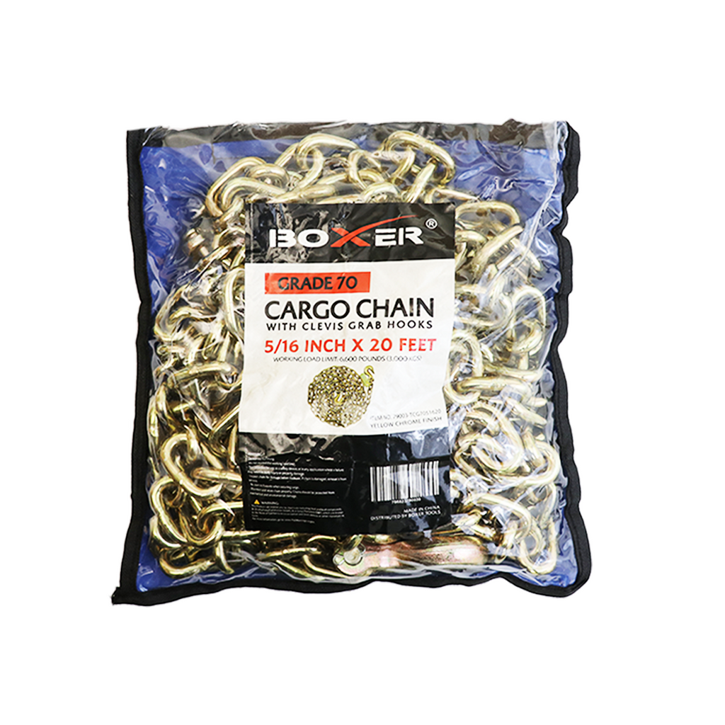5/16" X 20' Transport Chain w/ Clevis Grab Hook Grade 70