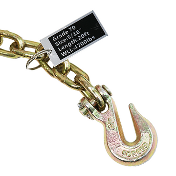 5/16" X 8' Transport Chain w/ Clevis Grab Hook Grade 70 - 0