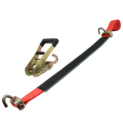 Boxer GripGuard Pro Swivel J Hook Car Tie Down 4 Pack 2" x 8' with Advanced 3-Point System: 5000lbs Breaking Strength, Grip Sleeve, Rubber Handle Ratchet Buckle, Bold Red Color