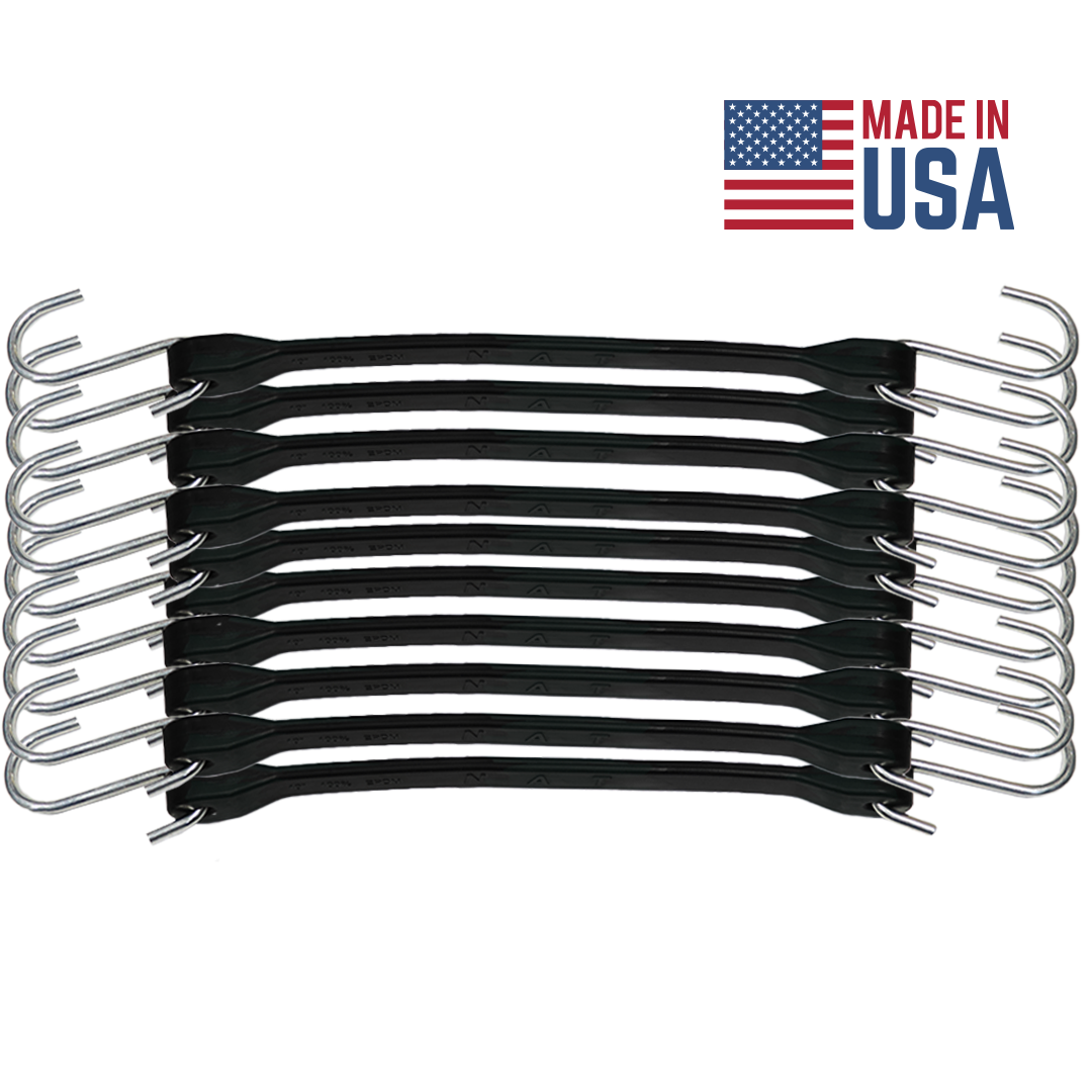 EPDM Goldline Rubber Tarp Straps - Set of 10, Made in USA