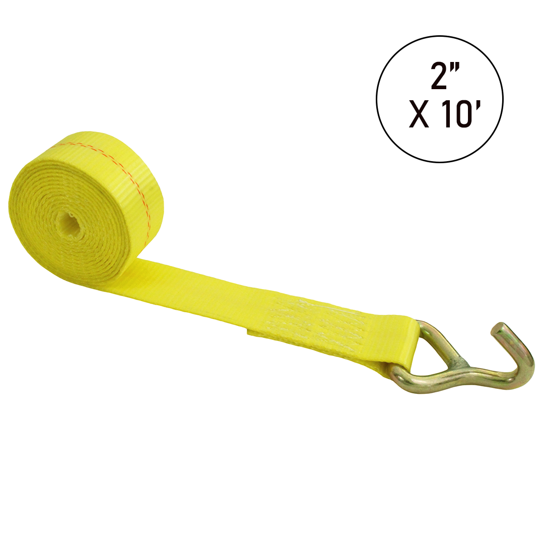 Boxer 2" x 10' Auto Transport Winch Strap with Single J Hook