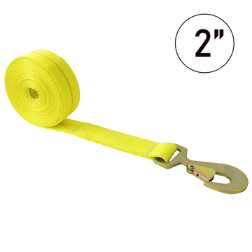 Boxer 2" USA Assembled Winch Strap - Heavy Duty Flat Snap Hook with Safety Latch - 10,000 lb BS - Custom Industrial Webbing