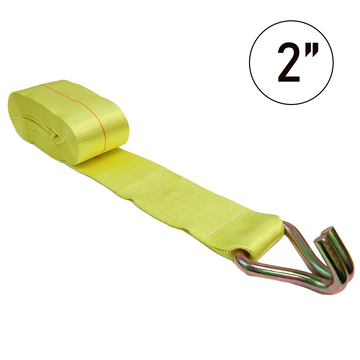 Boxer 2" USA Assembled Winch Strap - Twin J-Hook / Wire Hook - 10,000 lb BS - Heavy Duty Custom Webbing