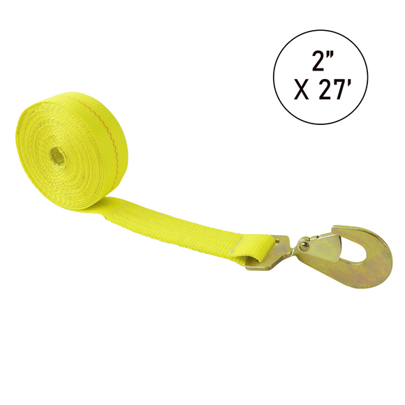 Boxer 2" USA Assembled Winch Strap - Heavy Duty Twisted Snap Hook - 10,000 lb BS - Professional Grade Custom Webbing