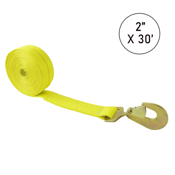 Boxer 2" USA Assembled Winch Strap - Heavy Duty Twisted Snap Hook - 10,000 lb BS - Professional Grade Custom Webbing