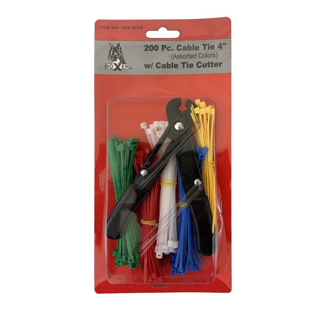 200 Piece Cable Ties with Cable Tie Cutter - Boxer Tools