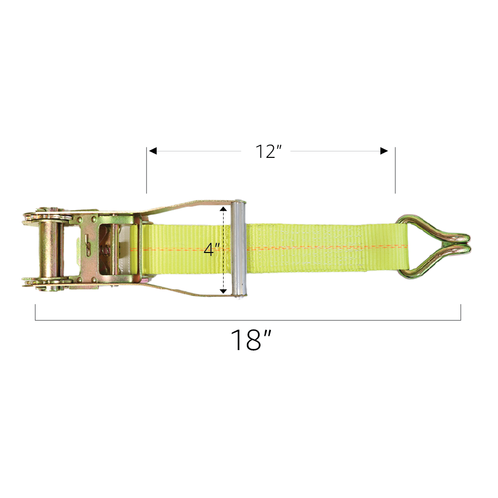 Boxer 2" Ratchet Short End Replacement Fixed End Strap with Twin J Hook