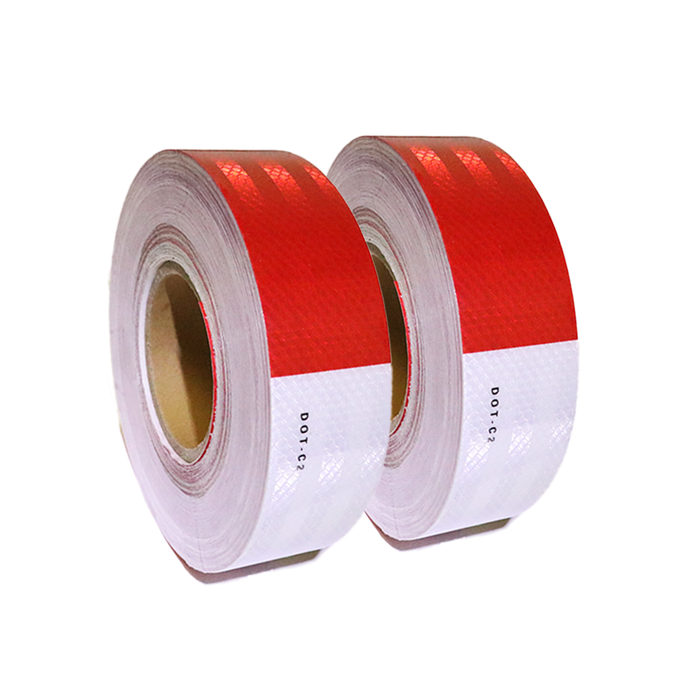 DOT-C2 Truck Reflective Self-Adhesive Warning Tape - 2 Rolls Per Order - Red/White