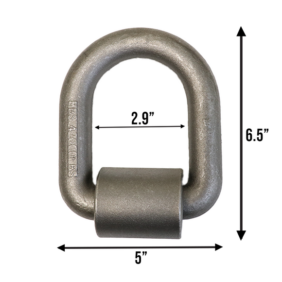 Heavy Duty 1" Forged Lashing Weld-On D-Ring with Mounting Bracket (5" x 6")