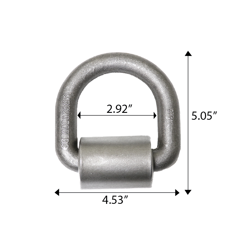 Heavy Duty 3/4" Weld-On Forged Lashing D-Ring with Mounting Bracket
