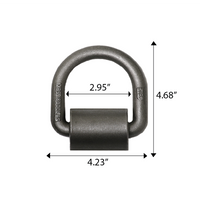 Boxer Cargo Control Heavy Duty 5/8" Weld-On Forged Lashing D-Ring with Mounting Bracket