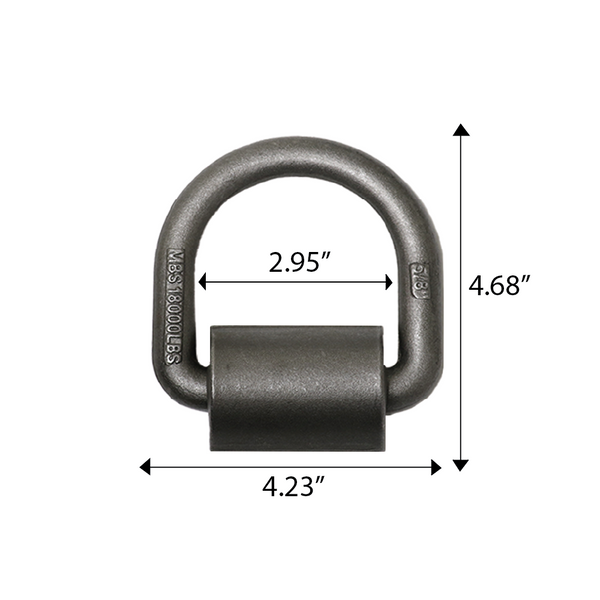 Boxer Cargo Control Heavy Duty 5/8" Weld-On Forged Lashing D-Ring with Mounting Bracket
