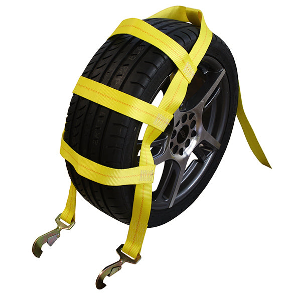 Boxer 2" x 10' Wheel Basket Straps with Ratchet and Twist Snap Hooks 4 Pack